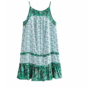 Summer Beach Coverup Spaghetti Strap Dress Green